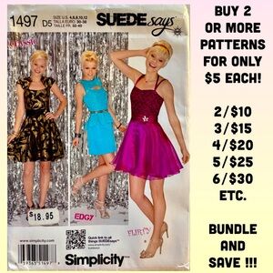 Simplicity 1497 “Suede Says” Dress Sewing Pattern Uncut (4-6-8-10-12)